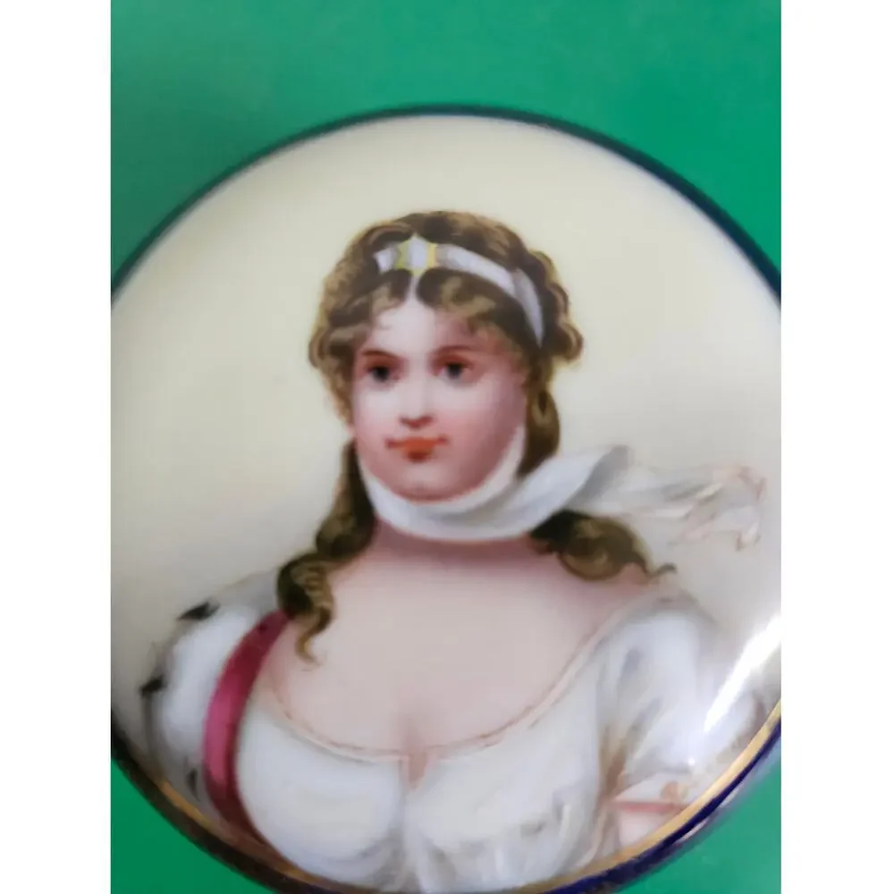 Antique Royal Vienna Porcelain Cobalt Trinket Box Jar Queen Louise of Prussia